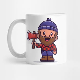 Carpenter Holding Ax Cartoon Mug